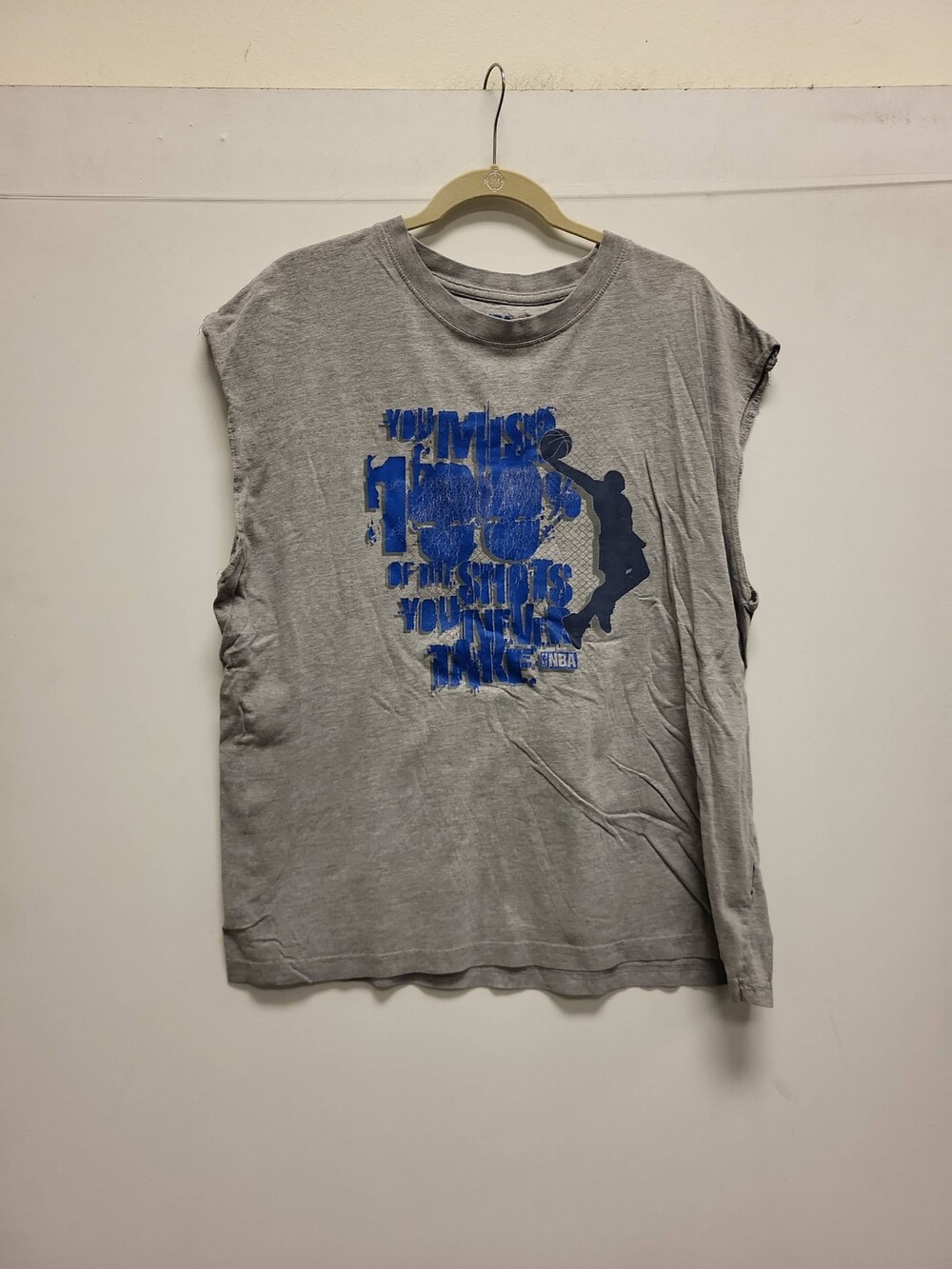 NBA XL Gray Sleeveless T Shirt Basketball Graphic Tee Mens Top